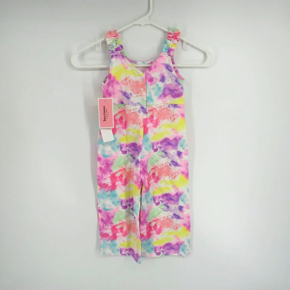 Juicy Couture Girls Tie-Dye Sleeveless Jumpsuit Bow Accent Size 3T NWT $55